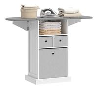 Homcom Ironing Board Cabinet On Wheels With Ironable And Foldable Top, White White