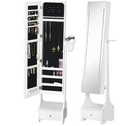 Homcom Freestanding Jewellery Cabinet Storage Mirror Armoire In White White