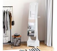 HOMCOM Jewellery Cabinet, Full Length Mirror with Storage, Free Standing Mirror