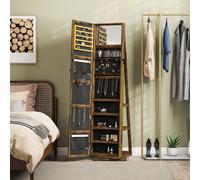 HOMCOM Jewelry Cabinet Full Length Mirror Swivel Lockable Jewelry Organiser