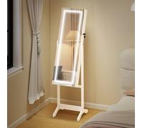 Homcom Jewellery Cabinet With Led Light Lockable Jewellery Organiser In White White