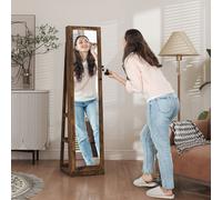 HOMCOM Jewelry Cabinet Full Length Mirror Swivel Lockable Jewelry Organiser