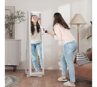 HOMCOM Jewellery Cabinet Mirror 360 Degree Swivel - White
