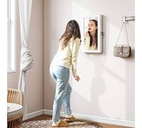 HOMCOM Jewelry Cabinet, Wall-Mounted Storage Cabinet with Mirror in White HOMCOM White
