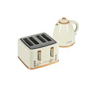 HOMCOM Kettle & 4 Slice Toaster Set - Beige Chrome