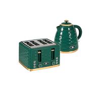 HOMCOM Kettle & 4 Slice Toaster Set - Green Chrome