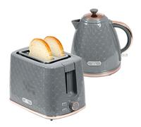 HOMCOM Kettle and Toaster Set, 1.7L 3000W Fast Boil Jug Kettle with Auto Shut Off, 2 Slice Toaster with 7 Level Browning Controls & Crumb Tray, Grey
