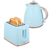 HOMCOM Kettle and Toaster Set, 1.7L 3000W Fast Boil Jug Kettle with Auto Shut Off, 2 Slice Toaster with 7 Level Browning Controls & Crumb Tray, UK Otter Thermostat, Light Blue