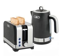 HOMCOM Kettle and Toaster Set 1.7L 3000W Jug Kettle 2 Slice Toaster Black | Rapid Boil, Otter Thermostat, Limescale Filter, 7 Browning Controls, Crumb Tray