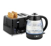 HomCom Kettle and Toaster Set - 1.7L 3000W with Strix Thermostat, 4-Slice Toaster, Black