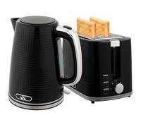 HOMCOM Kettle and Toaster Set, 1.7L 3000W Rapid Boil Jug Kettle with Otter Thermostat, Limescale Filter, 2 Slice Toaster with 7 Browning Controls, Crumb Tray, Black