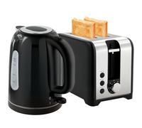 HOMCOM Kettle and Toaster Set, 1.7L 3000W Rapid Boil Jug Kettle with Otter Thermostat, Limescale Filter, 2 Slice Toaster with 7 Browning Controls, Crumb Tray, Black