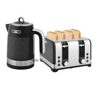 HOMCOM Kettle and Toaster Set, 1.7L 3000W Rapid Boil Jug Kettle with Otter Thermostat, Limescale Filter, 4 Slice Toaster with 7 Browning Controls, Crumb Tray, Black