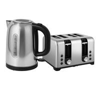 HOMCOM Kettle and Toaster Set, 1.7L 3000W Rapid Boil Jug Kettle with Strix Thermostat, Limescale Filter, 4 Slice Toaster with 7 Browning Controls, Crumb Tray, Silver Tone