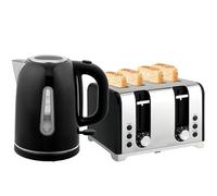 HOMCOM Kettle and Toaster Set, 1.7L 3000W Rapid Boil Jug Kettle with Strix Thermostat, Limescale Filter, 4 Slice Toaster with 7 Browning Controls, Crumb Tray, Black