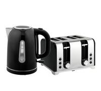 HOMCOM Kettle and Toaster Set, 1.7L 3000W Rapid Boil Jug Kettle with Strix Thermostat, Limescale Filter, 4 Slice Toaster with 7 Browning Controls, Crumb Tray, Black