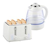 HOMCOM Kettle and Toaster Set with Strix Thermostat, Crumb Tray - Kettle and Toaster Set - Cream