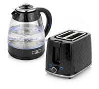 HOMCOM Kettle and Toaster Set, 1.7L 3000W Rapid Kettle with Limescale Filter, 2 Slice Toaster with 7 Browning Controls, Black