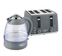 HOMCOM Kettle and Toaster Set, 1.7L 3000W Rapid Kettle with Strix Thermostat, 4 Slice Toaster with 7 Browning Controls, Grey