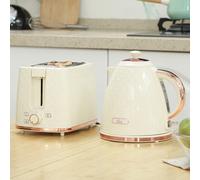 HOMCOM 1.7L 3000W Fast Boil Kettle & 930W 2 Slice Toaster Set in Beige HOMCOM Beige