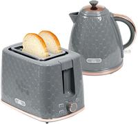 HOMCOM Kettle and Toaster Set 1.7L Fast Boil Kettle & 2 Slice Toaster Set Grey