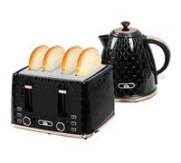 HOMCOM Kettle and Toaster Set 1.7L Jug Kettle 4 Slice Toaster Black