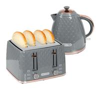HOMCOM Kettle and Toaster Set 1.7L Jug Kettle 4 Slice Toaster Grey | 3000W, Fast Boil, Auto Shut Off, 7 Level Browning Controls, Crumb Tray, UK Otter Thermostat