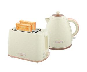 HOMCOM Kettle and Toaster Set 1.7L Kettle & 2 Slice Toaster Set Beige