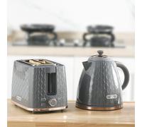 HOMCOM Kettle and Toaster Set 1.7L Kettle & 2 Slice Toaster Set Grey