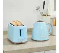 HOMCOM Kettle and Toaster Set 1.7L Kettle & 2 Slice Toaster Set, Light Blue - Blue