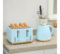 Homcom Kettle And Toaster Set 1.7L Kettle & 4 Slice Toaster Light, Blue