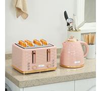 HOMCOM Kettle and Toaster Set 1.7L Kettle & 4 Slice Toaster, Light Pink - Kettle: 24.1L x 19.5W x 23.2H cm; Toaster: 29.2L x 27.5W x 18.9H cm - Kettle and Toaster Set - Light Pink