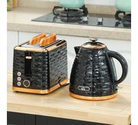 Homcom Kettle And Toaster Set 1.7L Rapid Boil Kettle & 2 Slice Toaster In Black Black