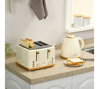 HOMCOM Kettle and Toaster Set 1.7L Rapid Boil Kettle & 4 Slice Toaster Beige