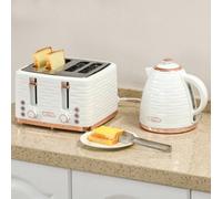 Homcom Kettle And Toaster Set 1.7L Rapid Boil Kettle & 4 Slice Toaster White