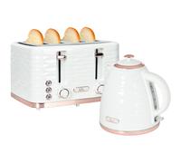 HOMCOM Kettle and Toaster Set 1.7L Rapid Boil Kettle & 4 Slice Toaster White