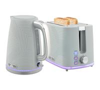 Homcom 1.7L 3000W Rapid Boil Kettle And 2 Slice Toaster Set Crumb Tray In Grey Grey