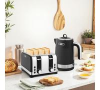 HOMCOM Kettle and Toaster Set with 3000W Rapid Boil, 4 Slice Toaster, Black - Black - 23.6L x 16.0W x 27.6H cm kettle, 29.2L x 26.5W x 18.8H cm toaster - Kettle and Toaster Set
