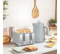 Homcom Kettle And Toaster Set With 3000W Rapid Boil, 4 Slice Toaster, Grey