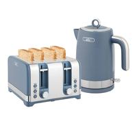 HOMCOM Kettle and Toaster Set 1.7L 3000W Jug Kettle 4 Slice Toaster Blue | Rapid Boil, Otter Thermostat, Limescale Filter, 7 Browning Controls, Crumb Tray