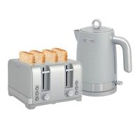 Homcom Kettle And Toaster Set With 3000W Rapid Boil, 4 Slice Toaster In Grey Grey