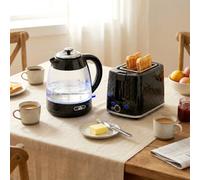 HomCom Kettle & Toaster Set - 1.7L 3000W Jug, 2-Slice Toaster, 7 Browning, Limescale Filter, Black