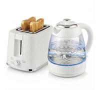 Homcom Kettle And Toaster Set With Limescale Filter, Crumb Tray In Cream Cream