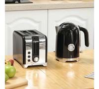 Homcom Kettle And Toaster Set With Temperature Gauge, Crumb Tray, Black