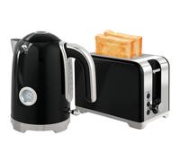 Homcom Kettle And Toaster Set With Temperature Gauge, Crumb Tray, Black Black