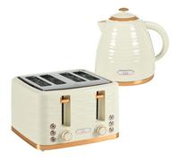 HOMCOM Kettle and Toaster Set 1.7L Rapid Boil Kettle & 4 Slice Toaster Beige