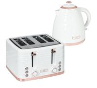 HOMCOM Kettle and Toaster Sets 3000W 1.7L Kettle & 4 Slice Toaster Cream | Rapid Boil, 7 Browning Controls, Defrost, Reheat, Crumb Tray, UK Otter Thermostat