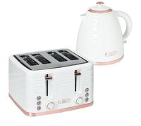 HOMCOM Kettle and Toaster Sets 3000W 1.7L Kettle & 4 Slice Toaster Cream | Rapid Boil, 7 Browning Controls, Defrost, Reheat, Crumb Tray, UK Otter Thermostat