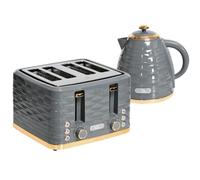 HOMCOM Kettle and Toaster Sets 3000W 1.7L Kettle & 4 Slice Toaster Grey | Rapid Boil, 7 Browning Controls, Defrost, Reheat, Crumb Tray, UK Otter Thermostat