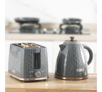 HOMCOM Kettle and Toaster Set, 1.7L 3000W Fast Boil Jug Kettle with Auto Shut Off, 2 Slice Toaster with 7 Level Browning Controls & Crumb Tray, UK Otter Thermostat, Grey